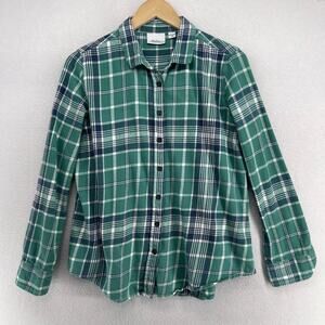 VERMONT COUNTRY STORE Shirt Womens M All Season Flannel Plaid Cotton Green